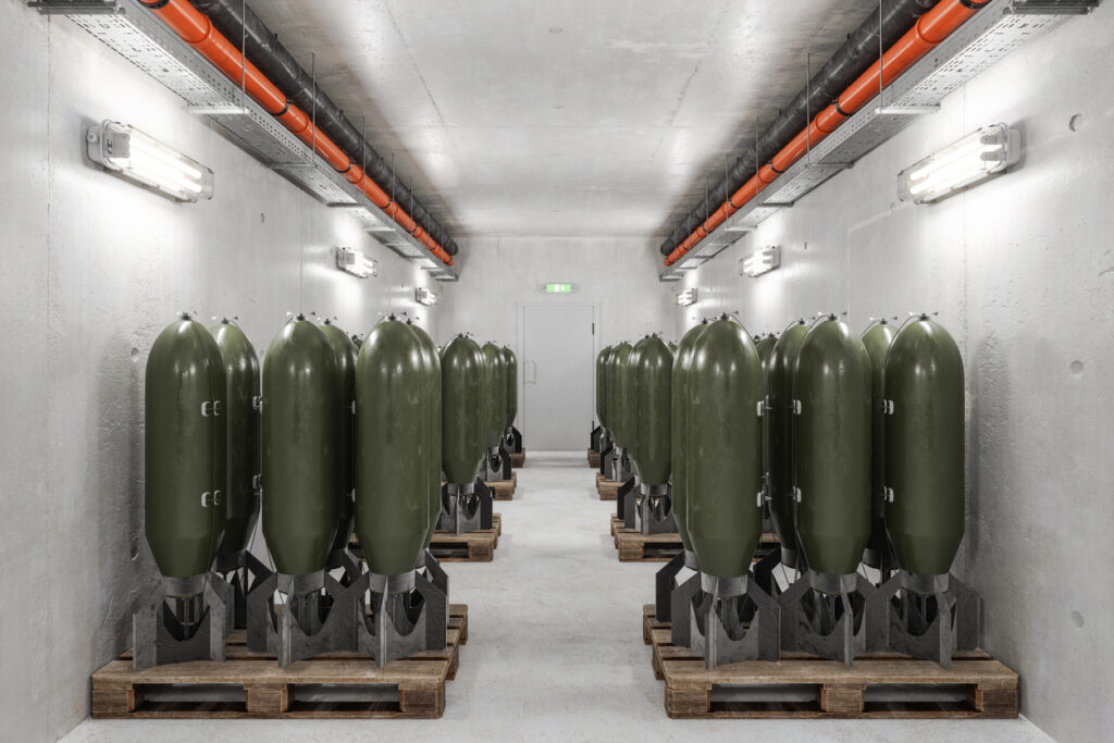 Military Bombs In Underground Storage Room